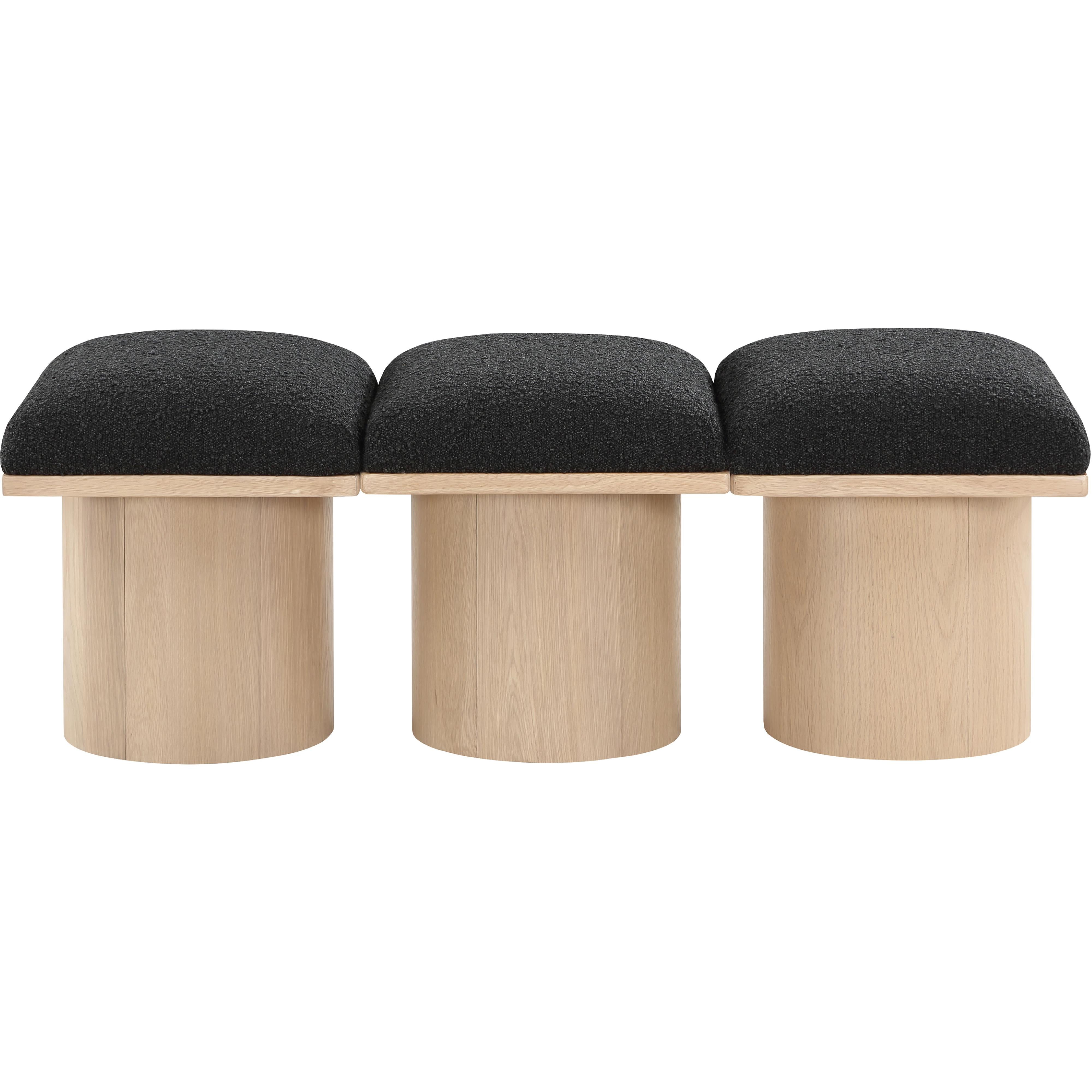 Meridian Pavilion Black Boucle Fabric Bench