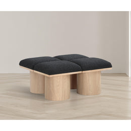 Meridian Pavilion Black Boucle Fabric Bench