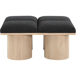 Meridian Pavilion Black Boucle Fabric Bench
