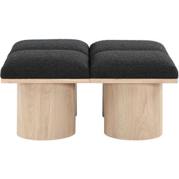 Meridian Pavilion Black Boucle Fabric Bench