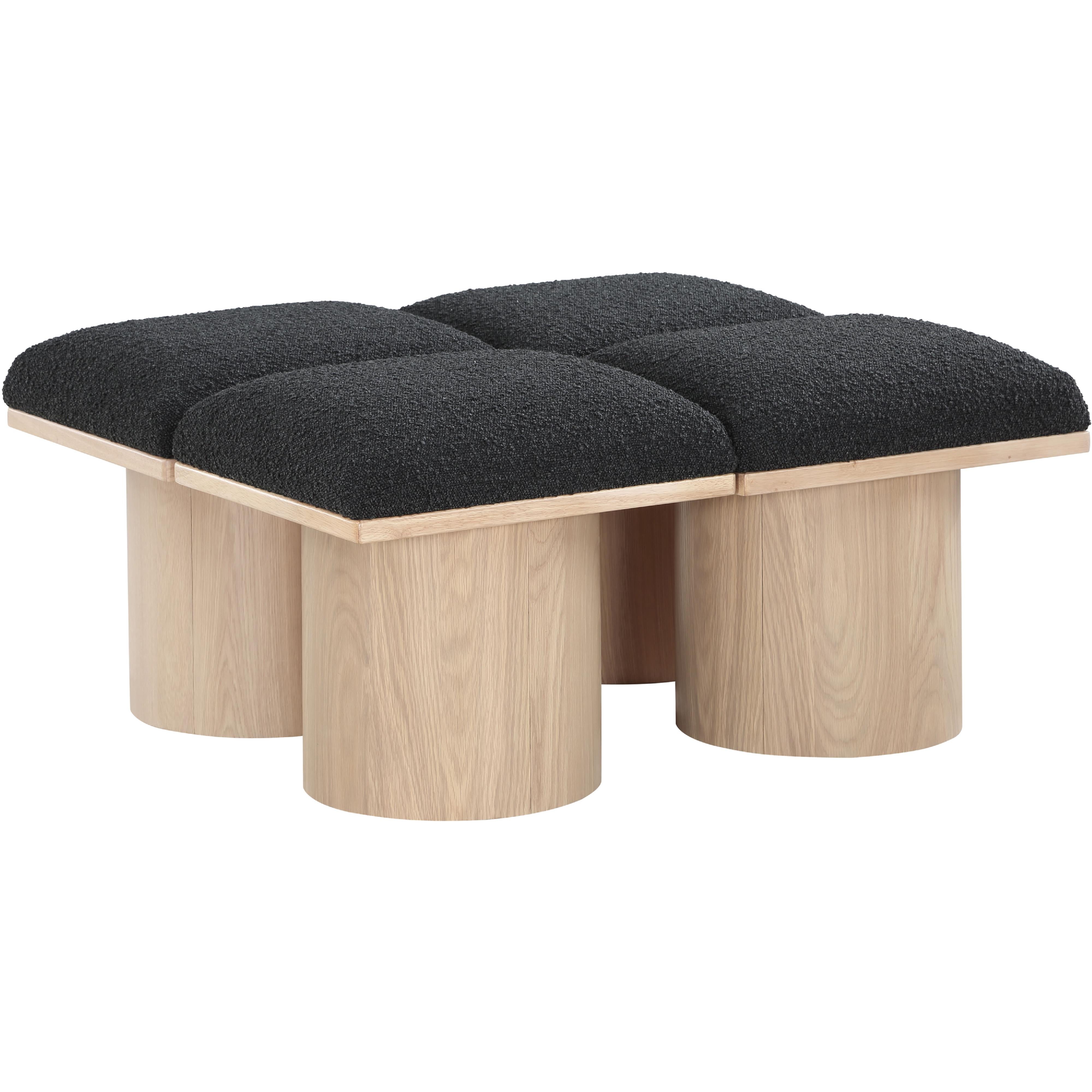 Meridian Pavilion Black Boucle Fabric Bench