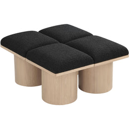 Meridian Pavilion Black Boucle Fabric Bench
