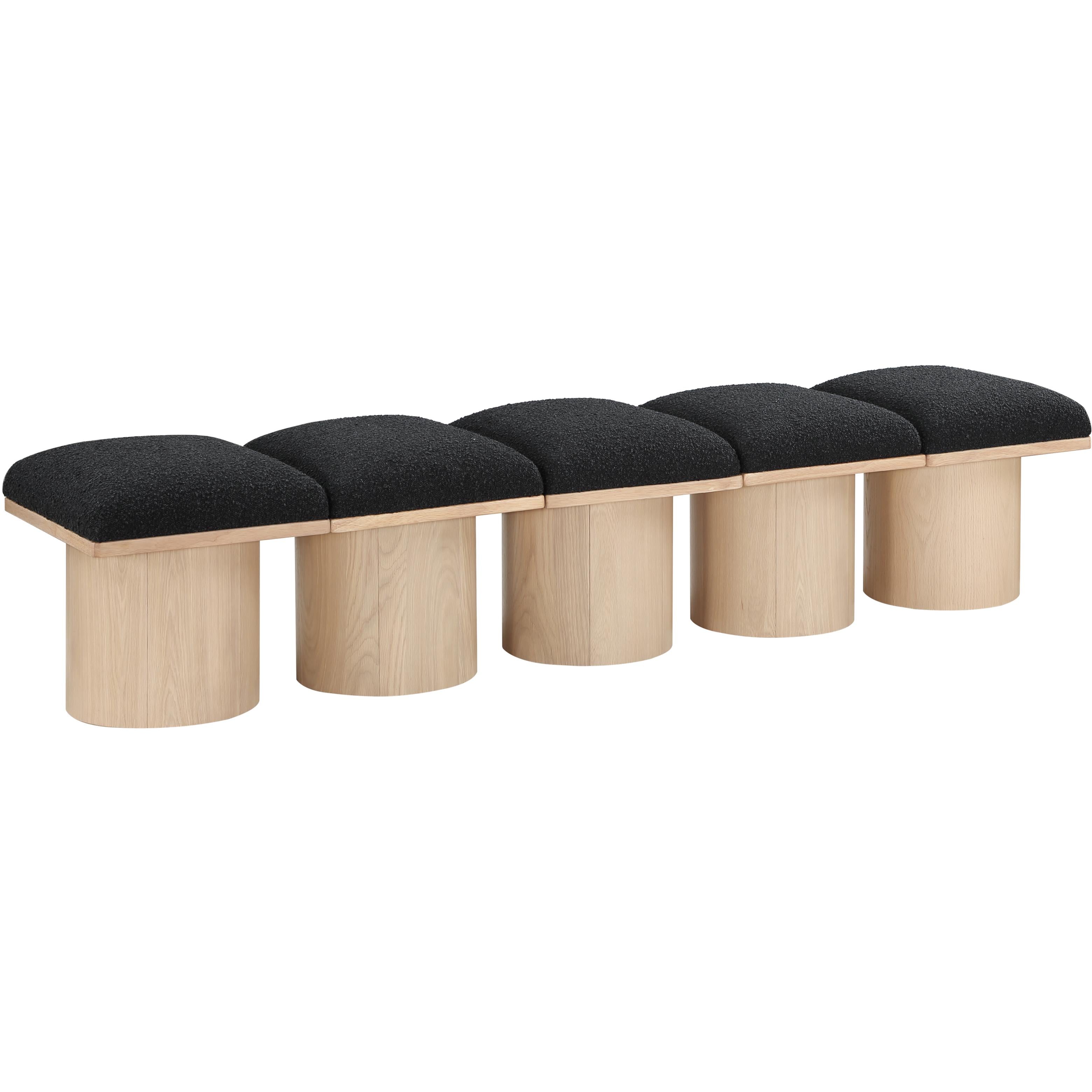 Meridian Pavilion Black Boucle Fabric Bench