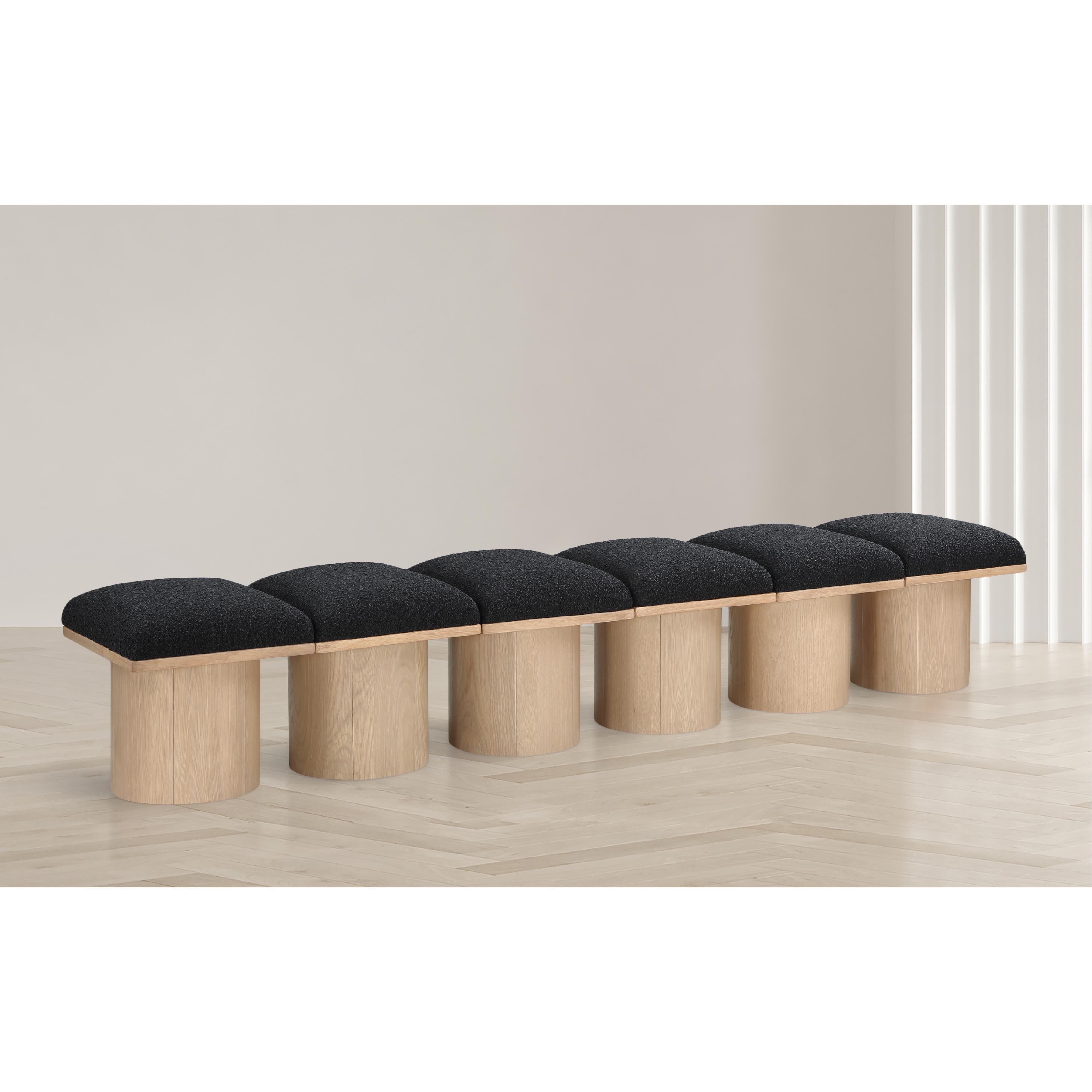 Meridian Pavilion Black Boucle Fabric Bench