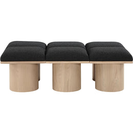 Meridian Pavilion Black Boucle Fabric Bench