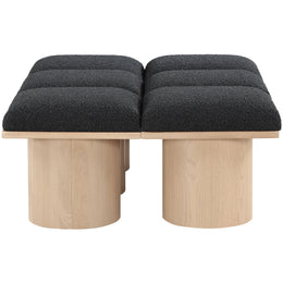 Meridian Pavilion Black Boucle Fabric Bench