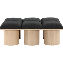Meridian Pavilion Black Boucle Fabric Bench
