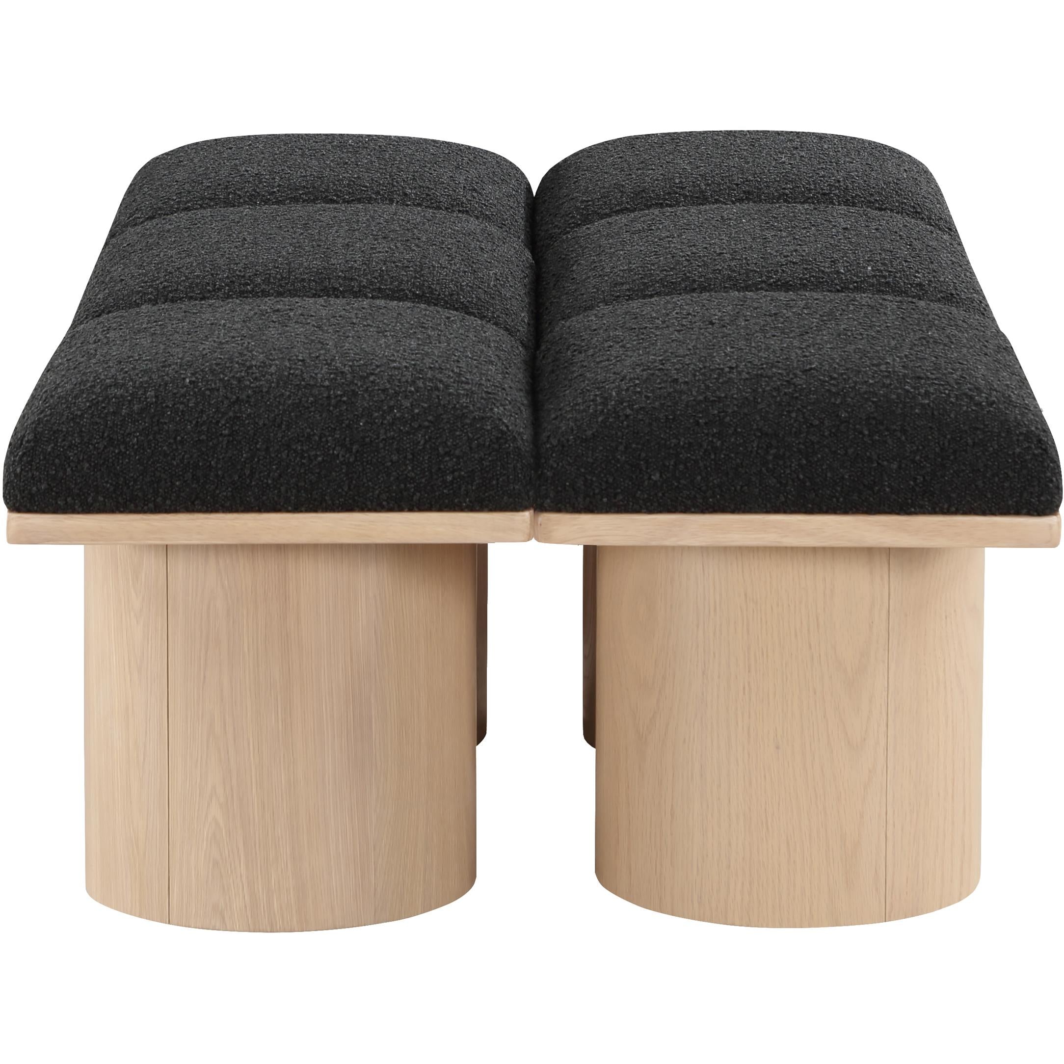 Meridian Pavilion Black Boucle Fabric Bench