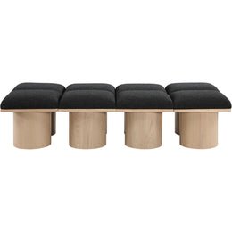 Meridian Pavilion Black Boucle Fabric Bench