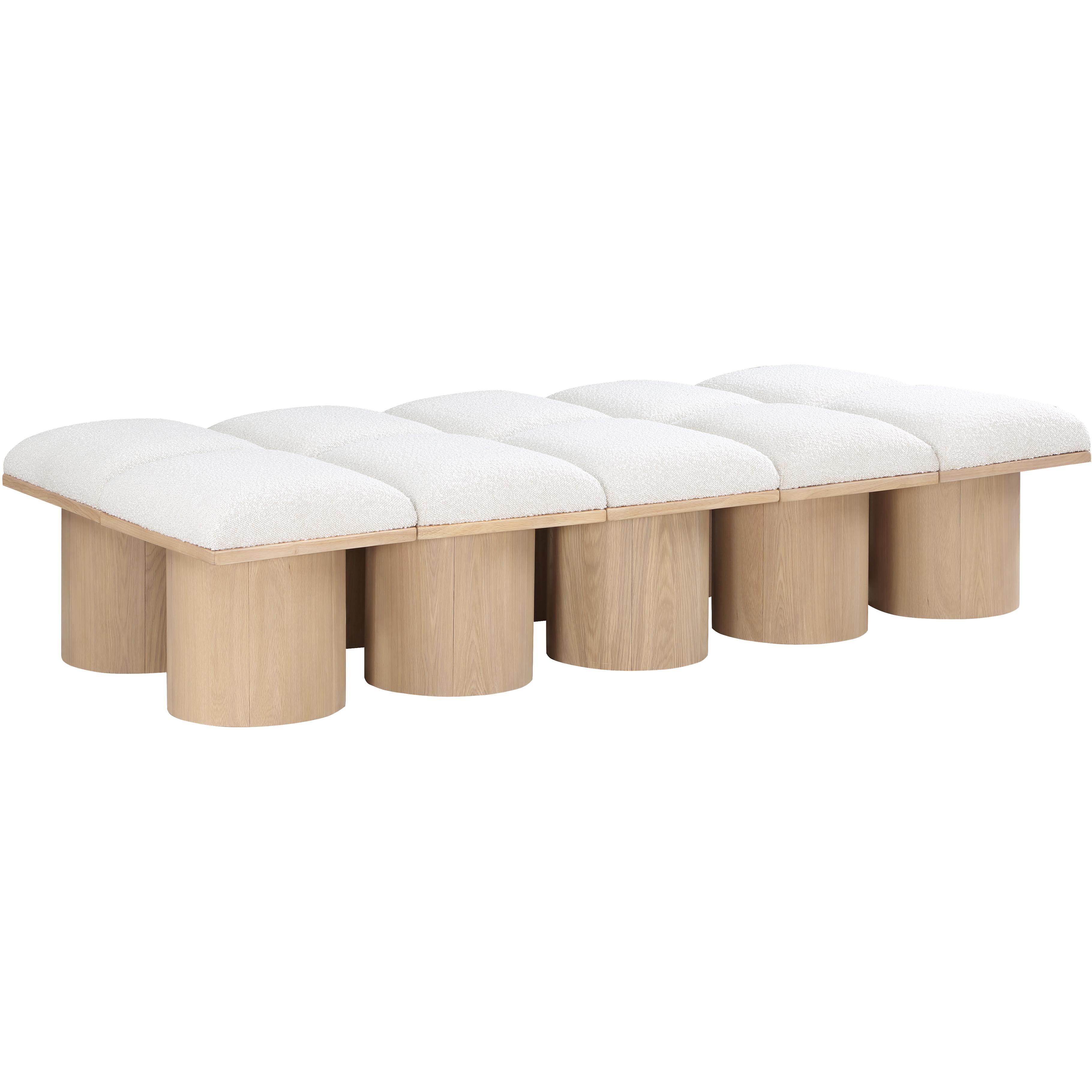 Meridian Pavilion Cream Boucle Fabric Bench