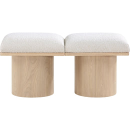 Meridian Pavilion Cream Boucle Fabric Bench