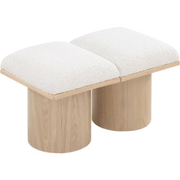 Meridian Pavilion Cream Boucle Fabric Bench