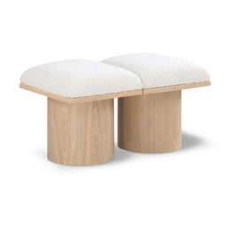 Meridian Pavilion Cream Boucle Fabric Bench