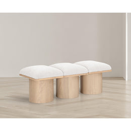 Meridian Pavilion Cream Boucle Fabric Bench