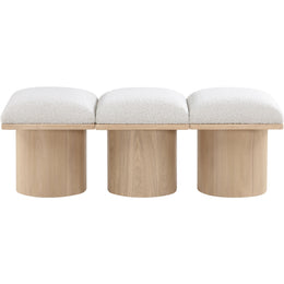 Meridian Pavilion Cream Boucle Fabric Bench