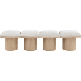 Meridian Pavilion Cream Boucle Fabric Bench