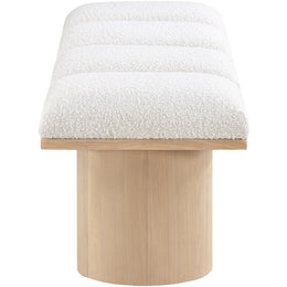 Meridian Pavilion Cream Boucle Fabric Bench
