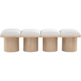 Meridian Pavilion Cream Boucle Fabric Bench
