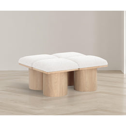 Meridian Pavilion Cream Boucle Fabric Bench