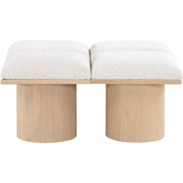 Meridian Pavilion Cream Boucle Fabric Bench