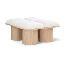 Meridian Pavilion Cream Boucle Fabric Bench