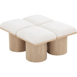 Meridian Pavilion Cream Boucle Fabric Bench