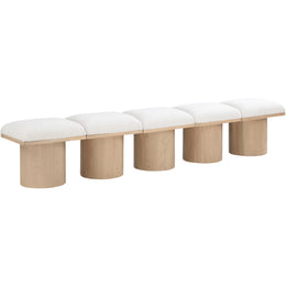 Meridian Pavilion Cream Boucle Fabric Bench