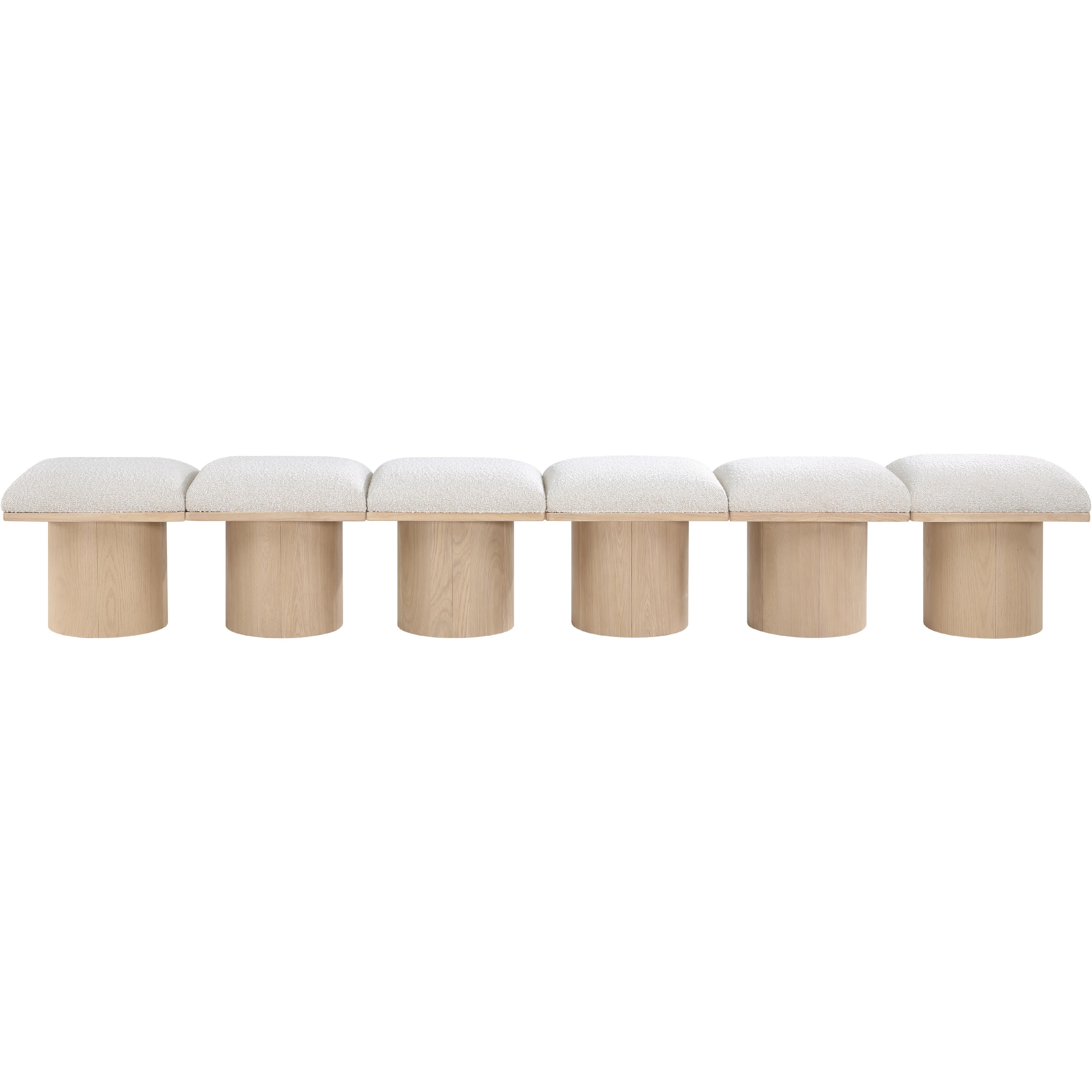Meridian Pavilion Cream Boucle Fabric Bench