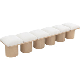 Meridian Pavilion Cream Boucle Fabric Bench