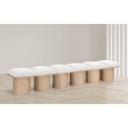 Meridian Pavilion Cream Boucle Fabric Bench