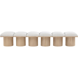 Meridian Pavilion Cream Boucle Fabric Bench