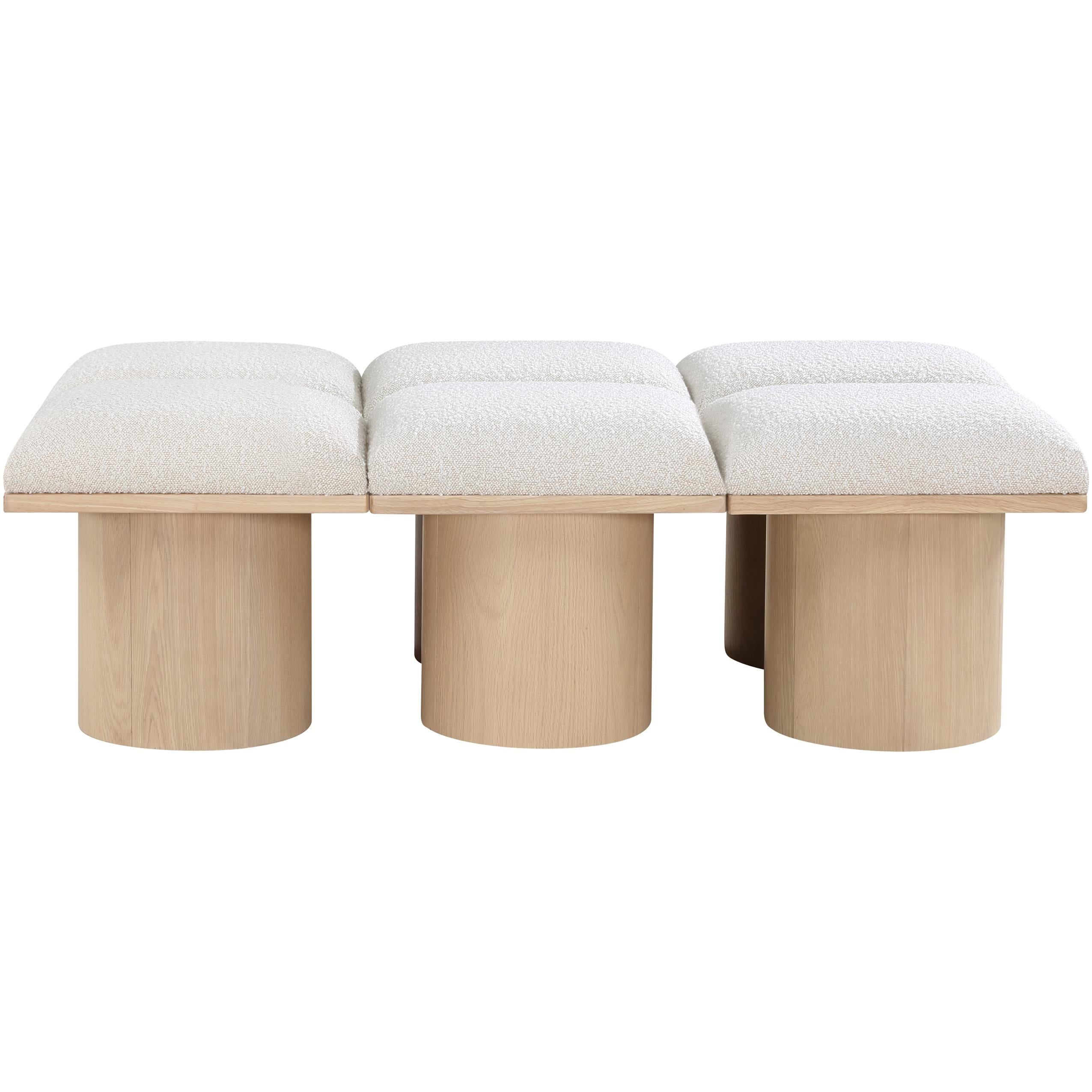 Meridian Pavilion Cream Boucle Fabric Bench