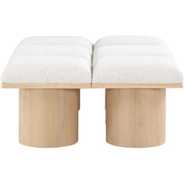 Meridian Pavilion Cream Boucle Fabric Bench