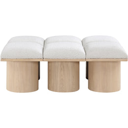 Meridian Pavilion Cream Boucle Fabric Bench