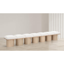 Meridian Pavilion Cream Boucle Fabric Bench