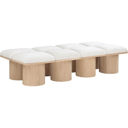 Meridian Pavilion Cream Boucle Fabric Bench