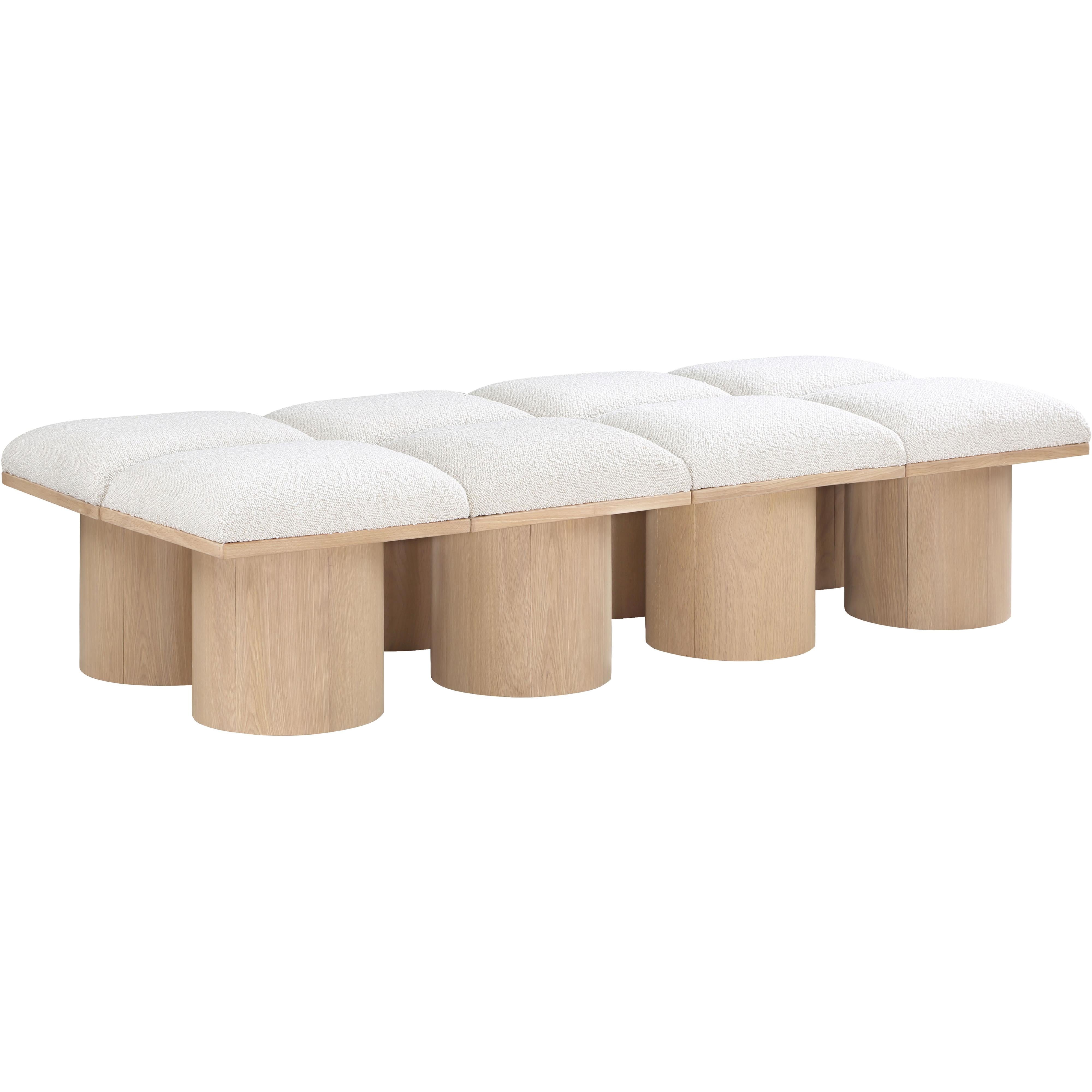 Meridian Pavilion Cream Boucle Fabric Bench