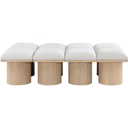 Meridian Pavilion Cream Boucle Fabric Bench