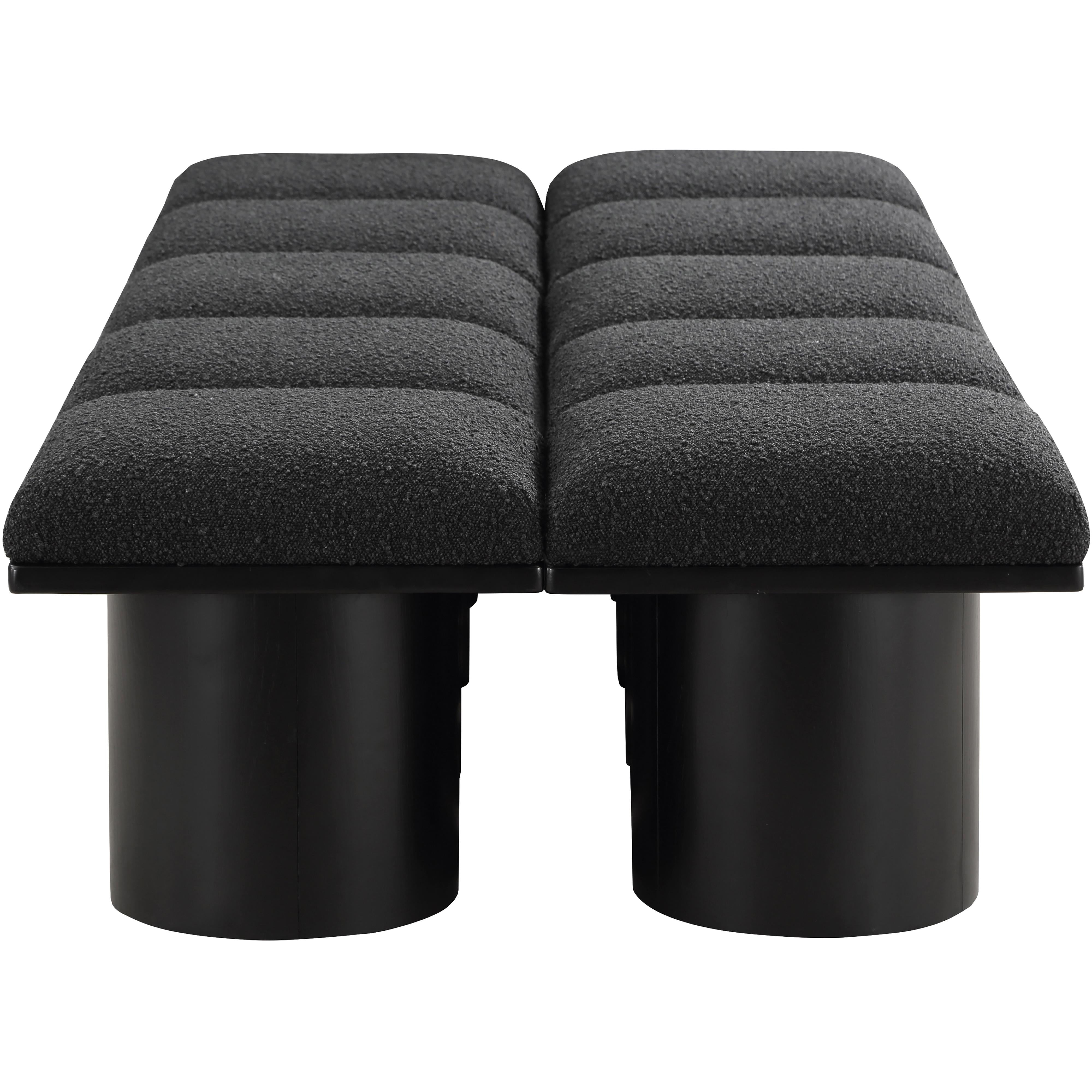 Meridian Pavilion Black Boucle Fabric Bench