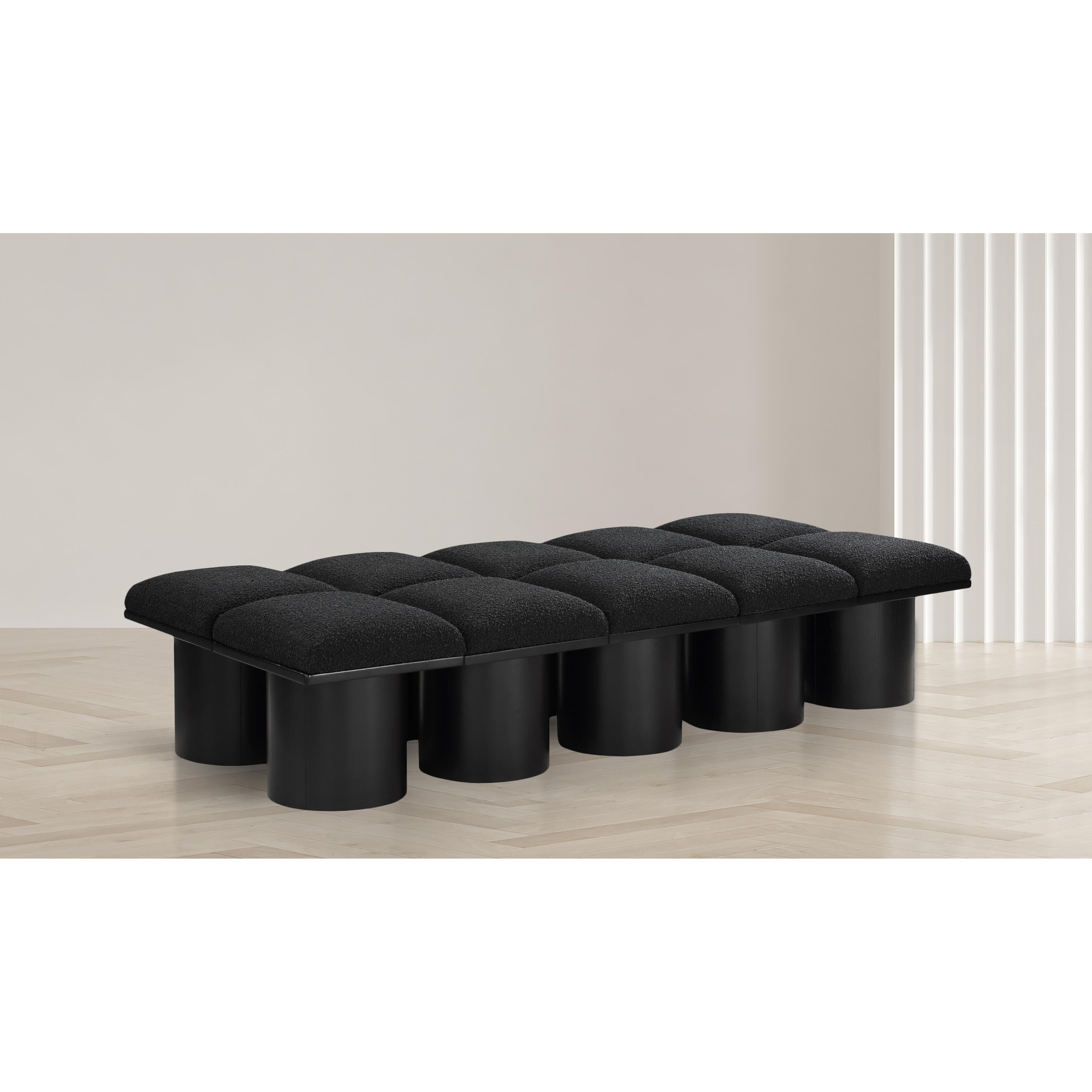 Meridian Pavilion Black Boucle Fabric Bench