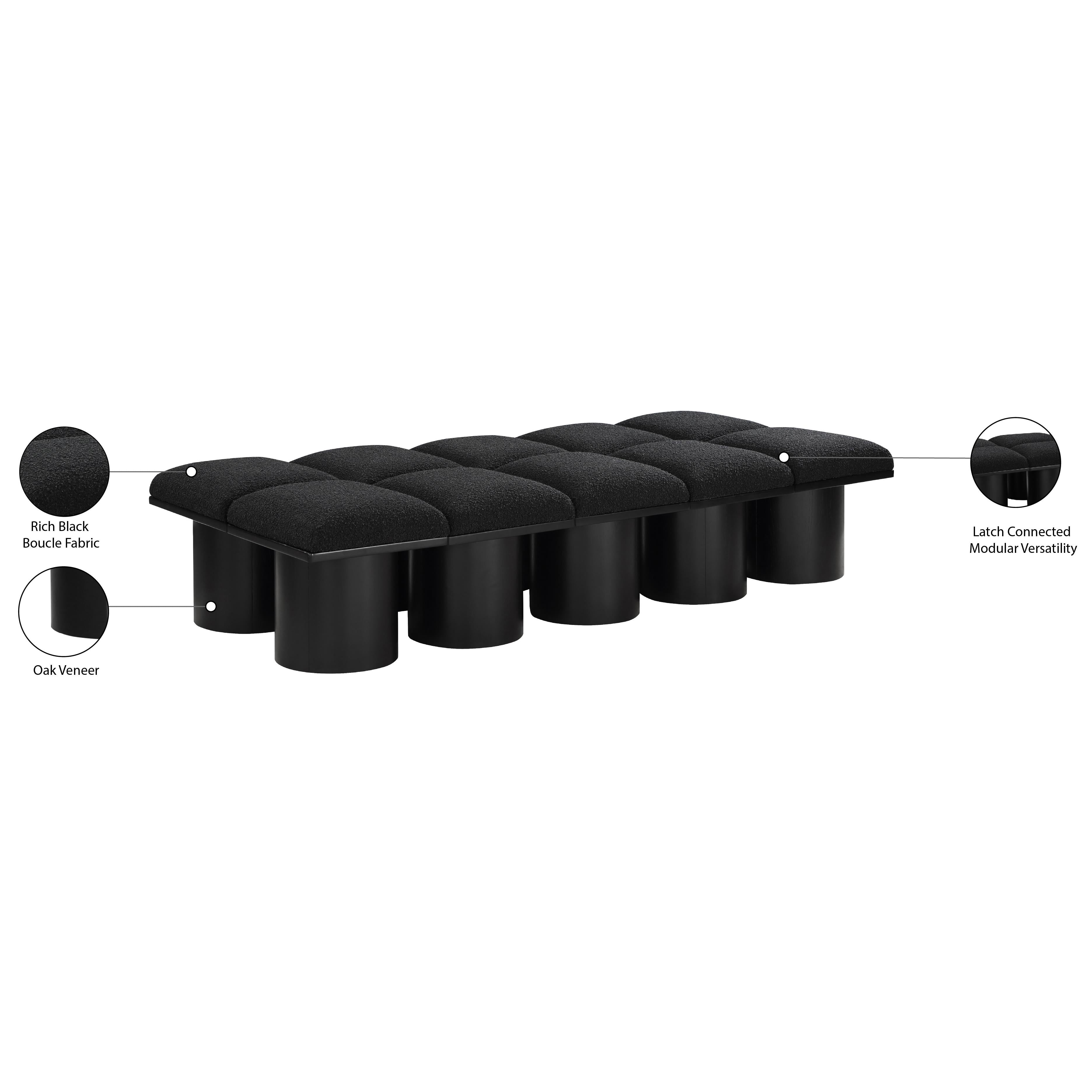 Meridian Pavilion Black Boucle Fabric Bench