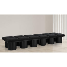 Meridian Pavilion Black Boucle Fabric Bench