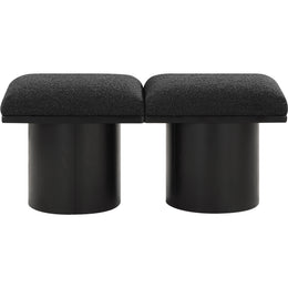 Meridian Pavilion Black Boucle Fabric Bench
