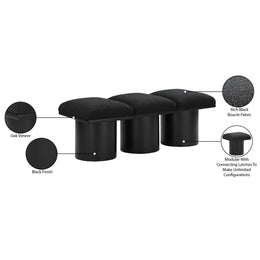 Meridian Pavilion Black Boucle Fabric Bench