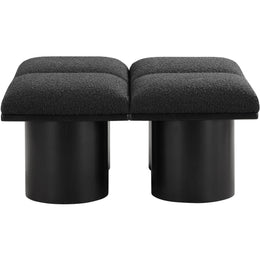 Meridian Pavilion Black Boucle Fabric Bench