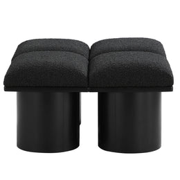Meridian Pavilion Black Boucle Fabric Bench