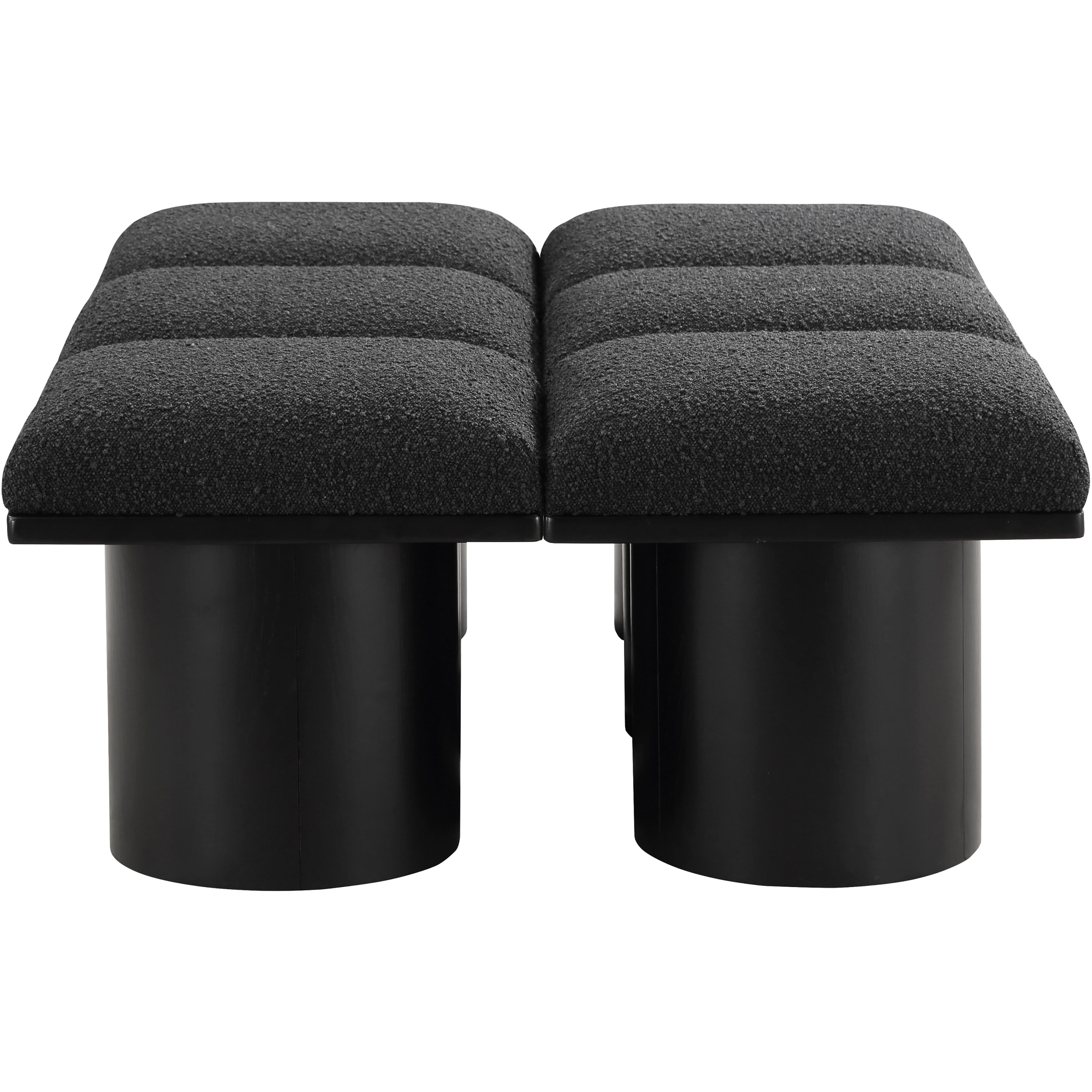 Meridian Pavilion Black Boucle Fabric Bench