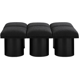 Meridian Pavilion Black Boucle Fabric Bench
