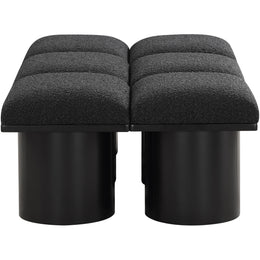 Meridian Pavilion Black Boucle Fabric Bench