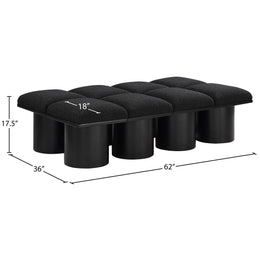 Meridian Pavilion Black Boucle Fabric Bench
